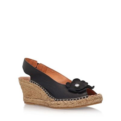 Carvela Comfort Black 'Poppy' high heel wedge sandals